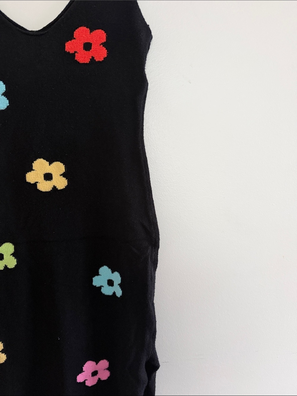 Cider Black Midi Dress with Multicolor Flower Appliqués - Picture 2 of 3